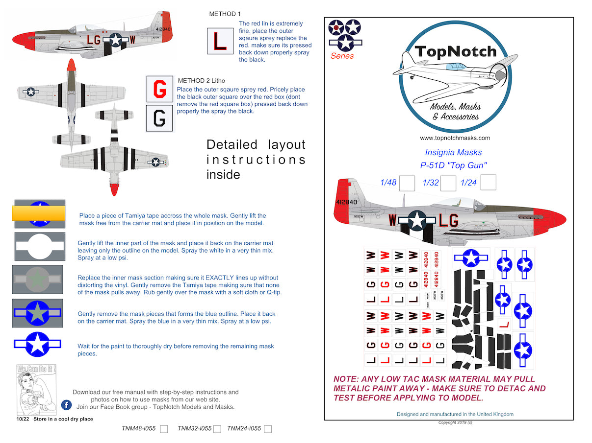 TopNotch TNM48-I55 P-51D Mustang Top Gun Insignia & Stripes 1:48