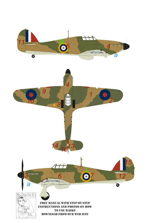 TopNotch TNM48-M011 Hawker Hurricane Mk.I Pattern B Paint Masks 1:48
