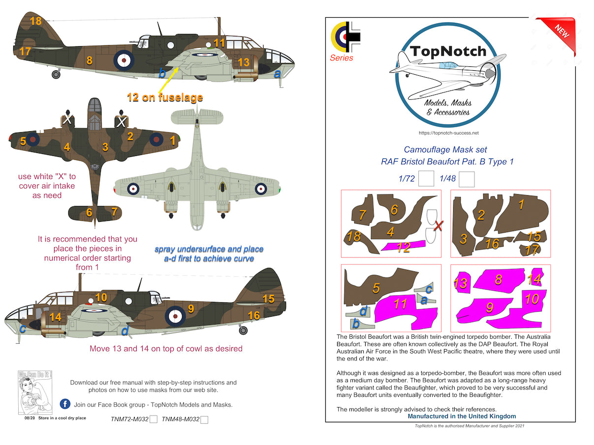 TopNotch TNM48-M032 1:48 RAF Bristol Beaufort Mk.I Pat