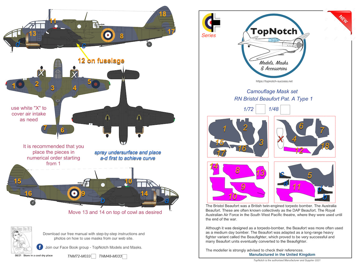 TopNotch TNM48-M033 1:48 Royal Navy Bristol Beaufort Mk.I Pat