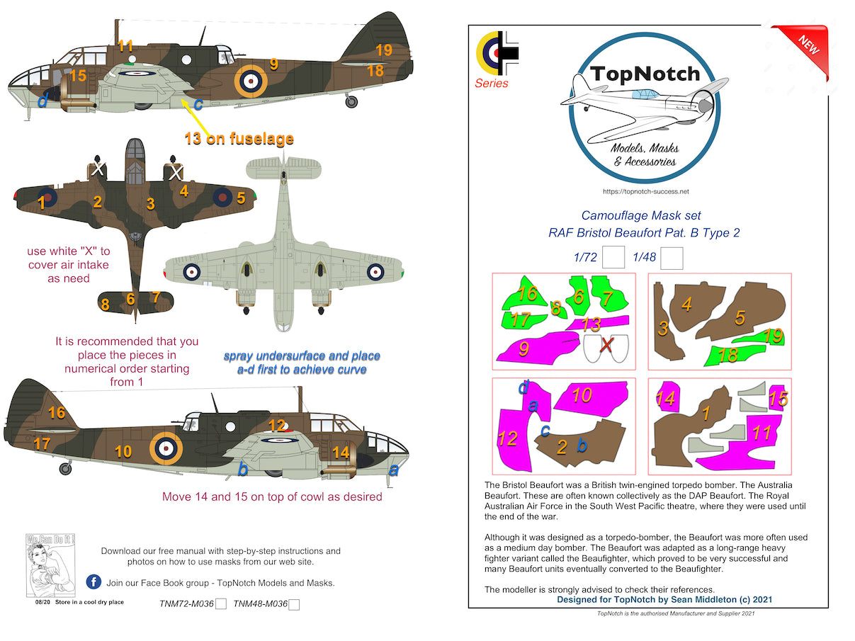 TopNotch TNM48-M036 1:48 RAF Bristol Beaufort Mk.I Pat