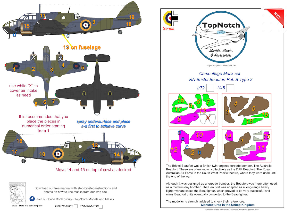 TopNotch TNM48-M038 1:48 RN Bristol Beaufort Mk.I Pat