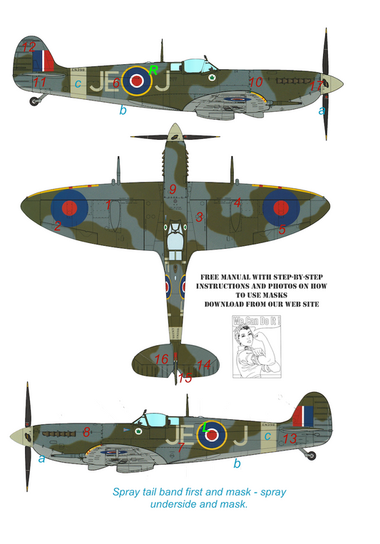 TopNotch TNM48-M053 1:48 Supermarine Spitfire Mk.IXc camouflage masks