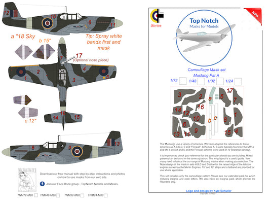 TopNotch TNM48-M080 1:48 North-American P-51B/A-36 Mustang Pattern