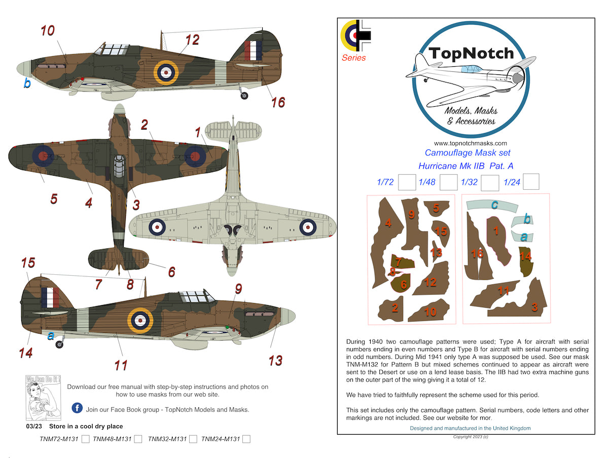 TopNotch TNM48-M131 1:48 Hawker Hurricane Mk.IIB scheme