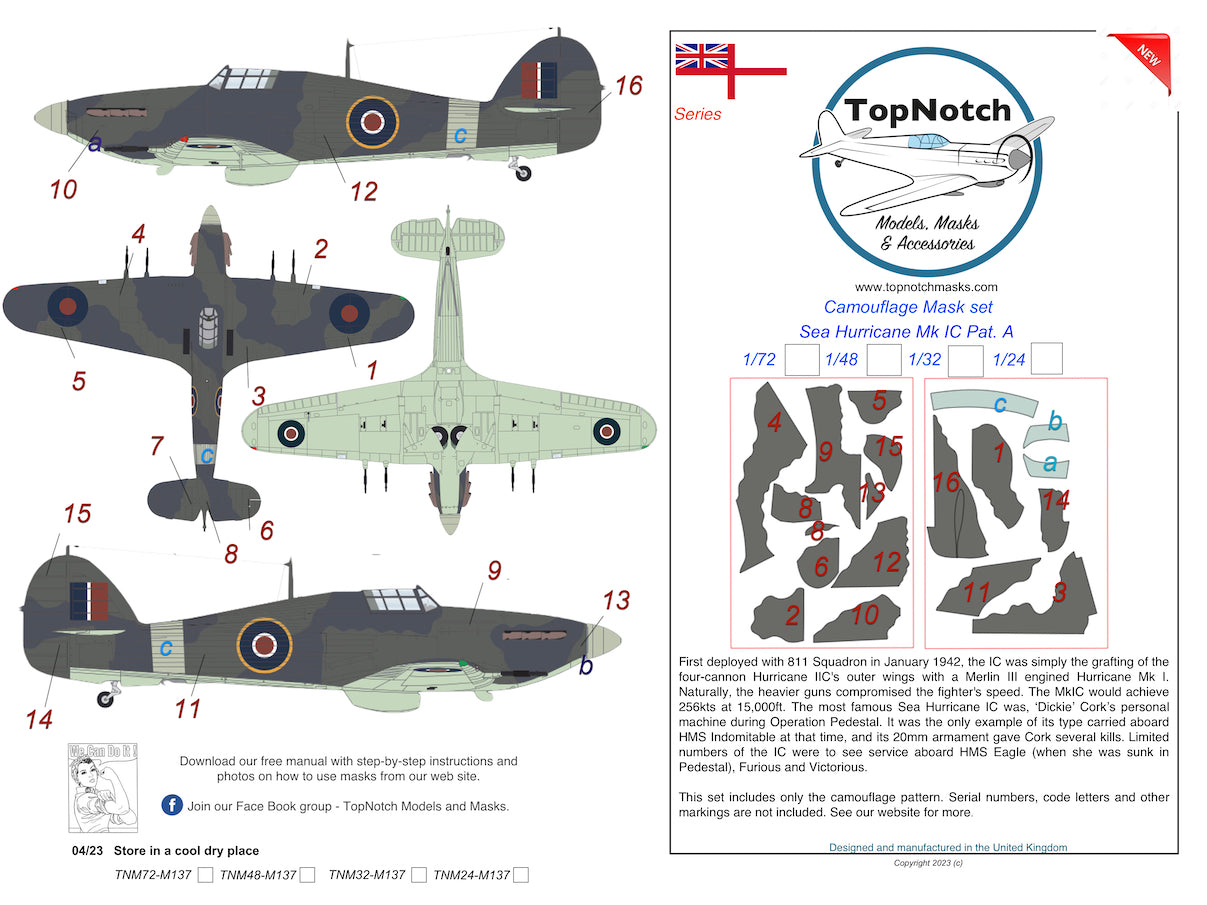 TopNotch TNM48-M137 1:48 Hawker Sea Hurricane