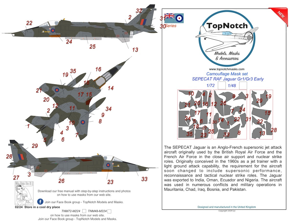 TopNotch TNM48-M224 1:48 RAF Sepecat Jaguar Gr.1/Gr.3 early version