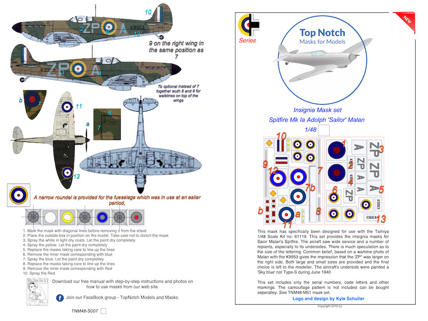 TopNotch TNM48-I020 1:48 Supermarine Spitfire Mk.1a ZP-A