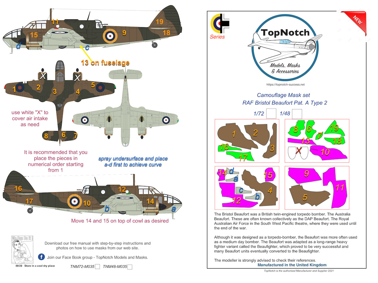 TopNotch TNM72-M035 1:72 RAF Bristol Beaufort Mk.I Pat