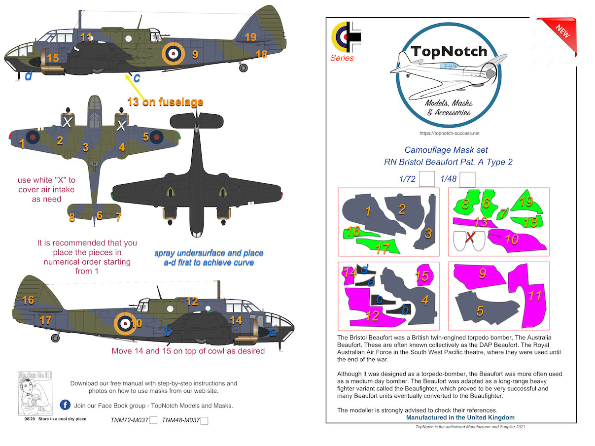 TopNotch TNM72-M037 1:72 RN Bristol Beaufort Mk.I Pat