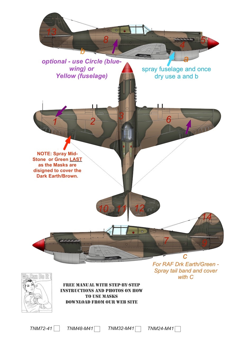 TopNotch TNM72-M041 Tomahawk Mk.IIB RAF/AVG Early Paint Masks 1:72
