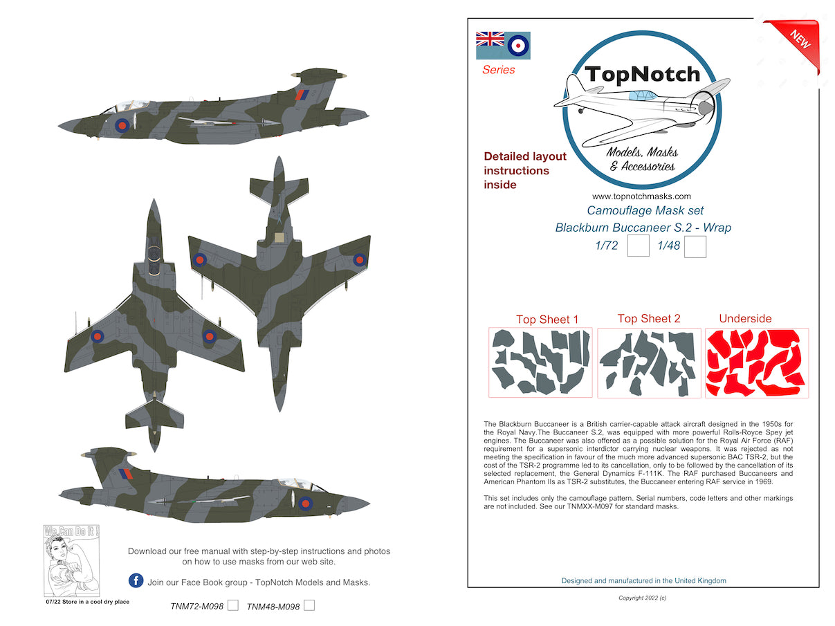 TopNotch TNM72-M098 Buccaneer S.2B/C Wrap Paint Masks 1:72