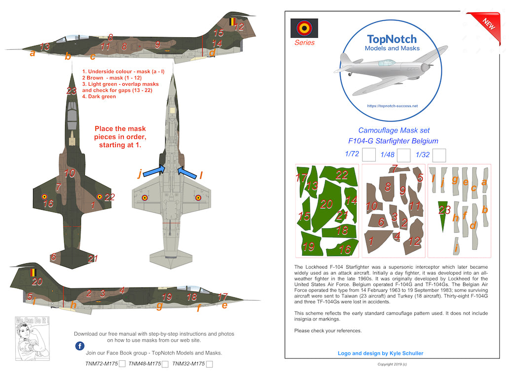 TopNotch TNM72-M175 Lockheed F-104G Starfighter Belgium Masks 1:72