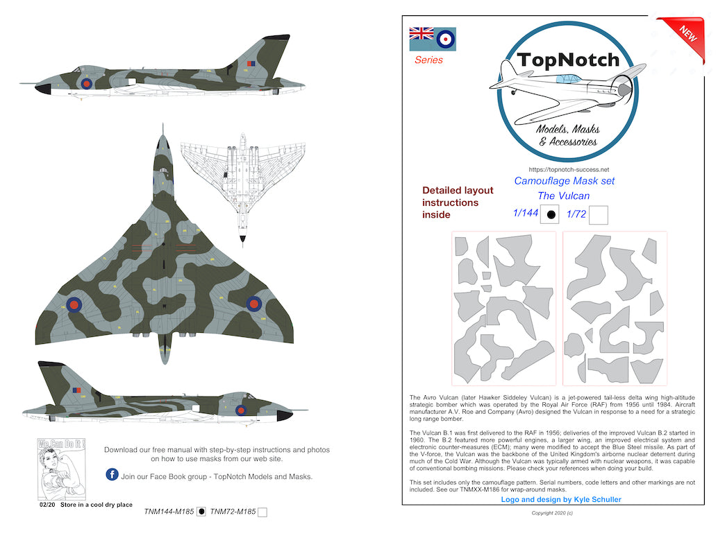 TopNotch TNM72-M185 1:72 Avro Vulcan B.2 standard upper surfaces only