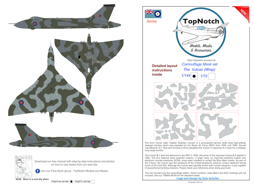 TopNotch TNM72-M186 1:72 Avro Vulcan B.2 wrap around upper and lower surfaces