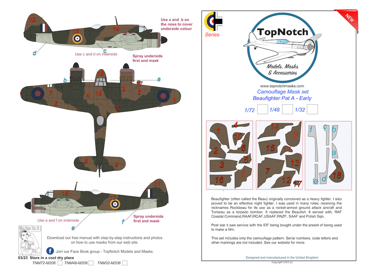 TopNotch TNM72-M206 1:72 Bristol Beaufighter Pattern