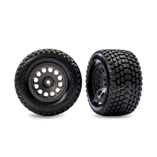 Traxxas Gravix Front Wheels & Tyres Assembled Grey TRX10772-GRAY