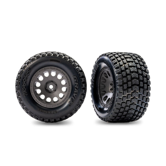 Traxxas Rear Gravix Tyres & Wheels Assembled Grey TRX10775-GRAY