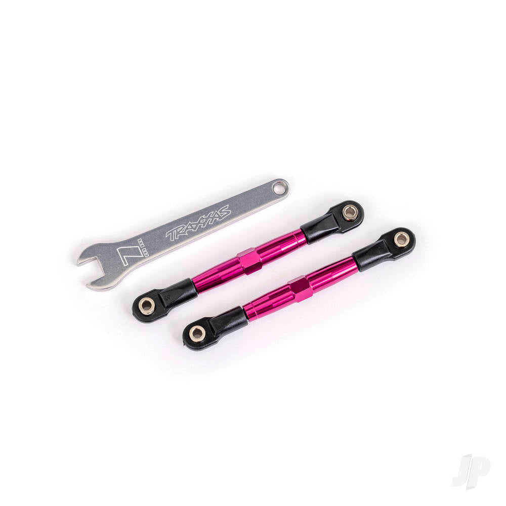 Traxxas Toe links, front (TUBES pink-anodised, 7075-T6 aluminium, stronger than titanium) (2) (assembled with rod ends and hollow balls)/ aluminium wrench (1) (fits Drag Slash) 2445P