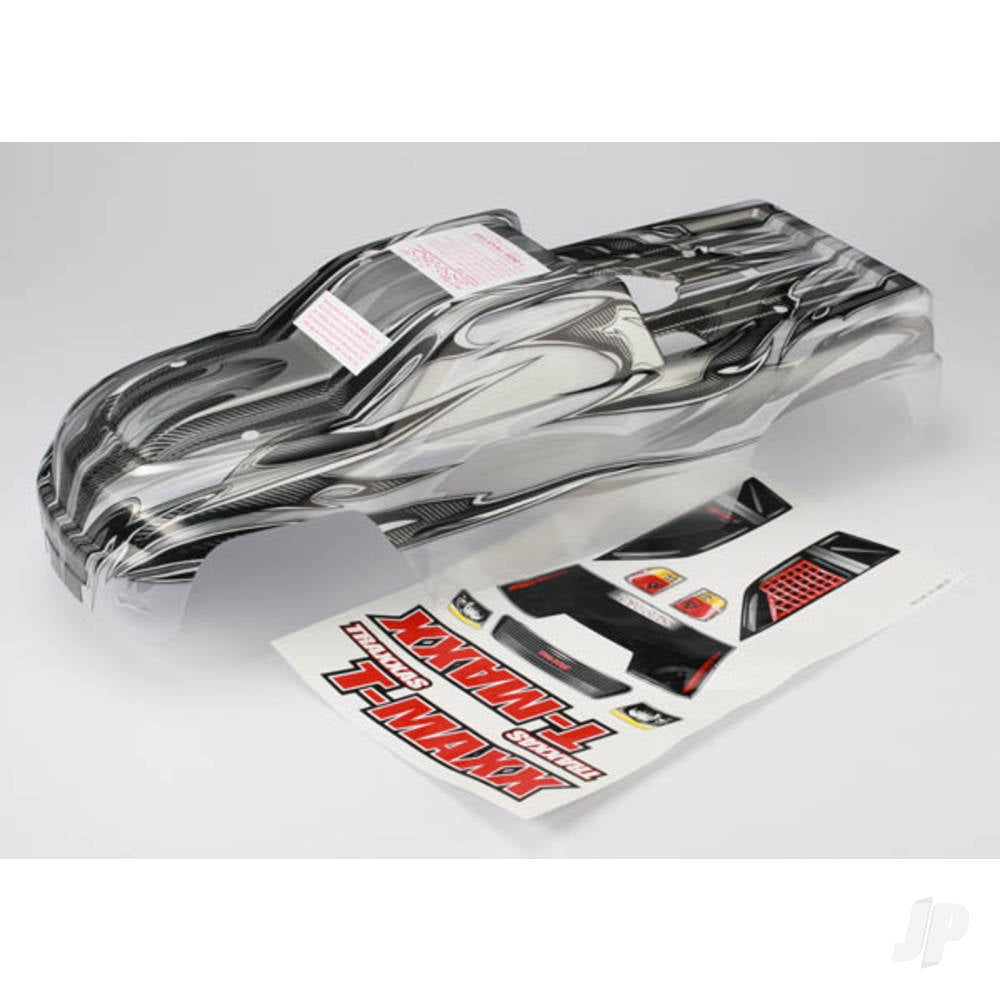 Traxxas Body, T-Maxx, ProGraphix (Long wheelbase) (replacement for painted Body. Graphics are painted, requires paint and final colour application) / window, grille, lights decal sheet 4921X