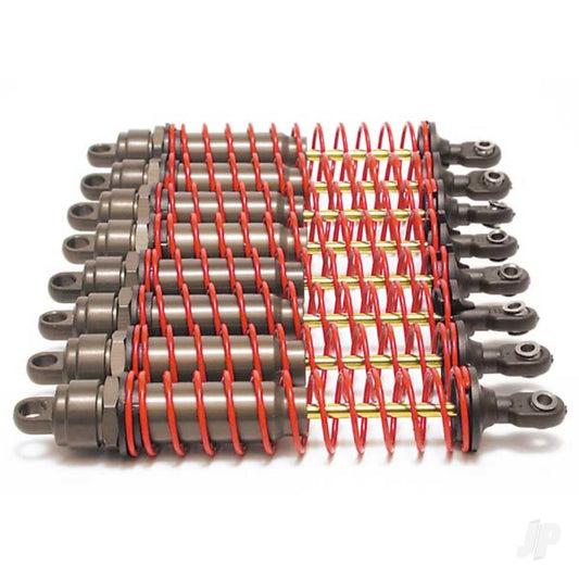 Traxxas Big Bore shocks (XX-Long) (hard-anodised & PTFE-coated T6 aluminium) (assembled) with Red springs, TiN shafts (8 pack) 4962