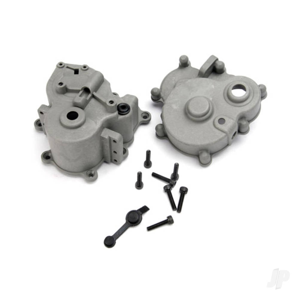 Traxxas Gearbox halves (Front & Rear) / rubber access plug / shift detent ball / spring / 4mm GS / shift shaft seal, glued 5181
