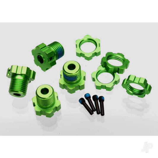 Traxxas Wheel Hubs, splined, 17mm (Green-anodised) (4 pcs) / wheel nuts, splined, 17mm (Blue-anodised) (4 pcs) / screw pins, 4x13mm ( with threadlock) (4 pcs) 5353G