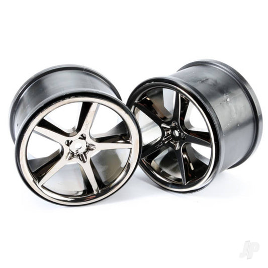 Traxxas Wheels, Gemini 3.8" (black chrome) (2) 5372A