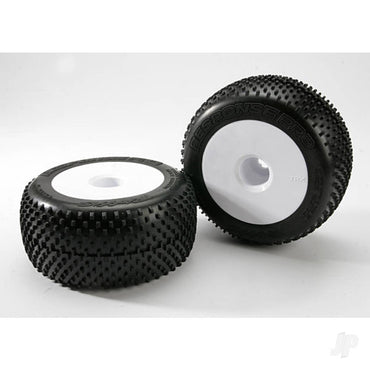 Traxxas Tyres & wheels, assembled, glued (white dished 3.8" wheels, Response Pro Tyres, foam inserts) (2) (use with 17mm splined wheel hubs and wheel nuts, part #5353X) 5375R