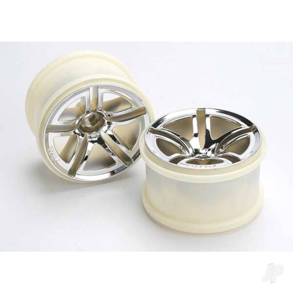 Traxxas Wheels, Twin-Spoke 2.8" (chrome) (nitro rear / electric front) (2) 5572