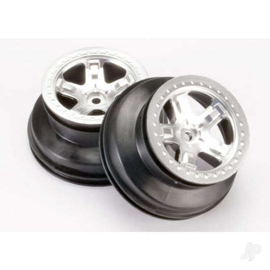 Traxxas Wheels, SCT satin chrome, beadlock style, dual profile (2.2" outer, 3.0" inner) (2WD front) 5874