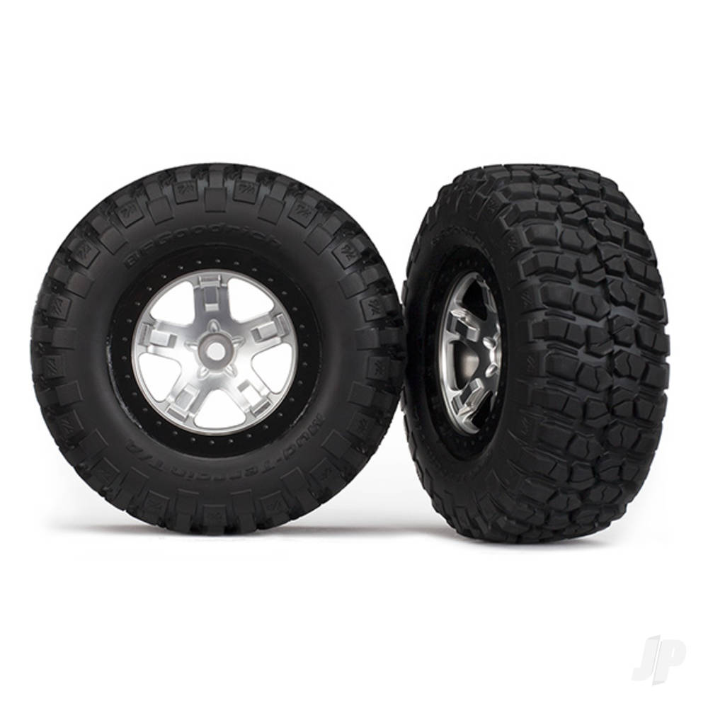 Traxxas Tyres & wheels, assembled, glued (SCT satin chrome, black beadlock style wheels, BFGoodrich Mud-Terrain T / A KM2 Tyres, foam inserts) (2)(4WD front / rear, 2WD rear only) 5878