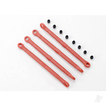 Traxxas Toe link, front & rear (molded composite) (red) (4) / hollow balls (8) 7138