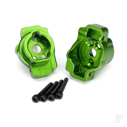 Traxxas Portal drive axle mount, Rear, 6061-T6 aluminium (Green-anodised) (left and right) / 2.5x16 CS (4 pcs) 8256G