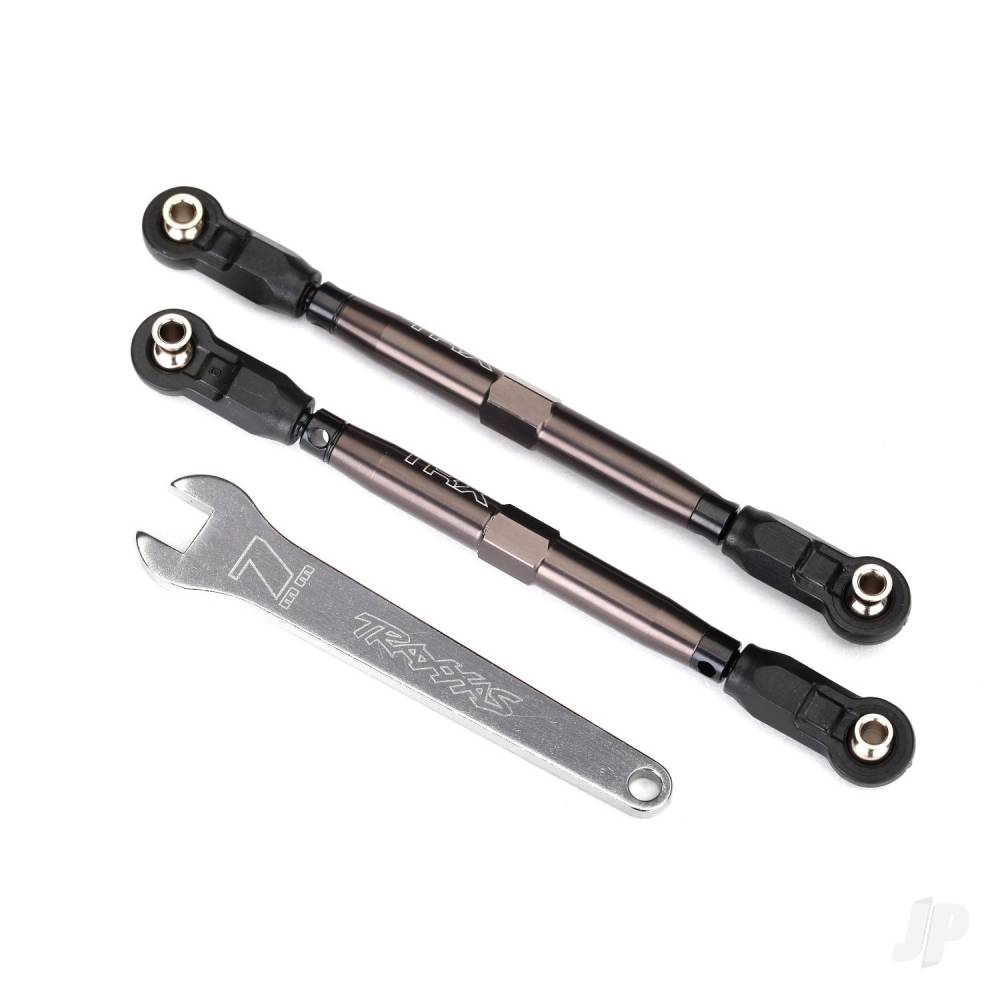 Traxxas Toe links, front, Unlimited Desert Racer (TUBES dark titanium anodised, 7075-T6 Aluminium, stronger than titanium) (102mm) (2) (assembled with rod ends and hollow balls) / Aluminium wrench, 7mm (1) 8547A