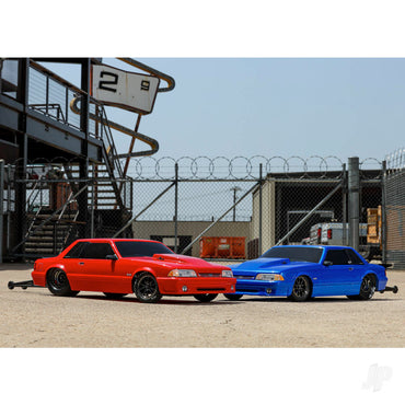 Traxxas Body, Ford Mustang, Fox Body (clear, requires painting)/ window masks/ decal sheet 9421