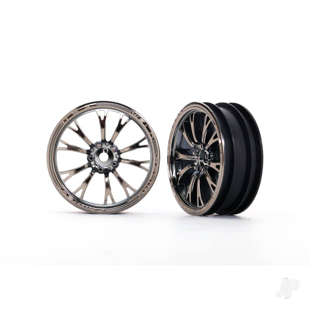 Traxxas Wheels, Weld black chrome (front) (2) 9472X