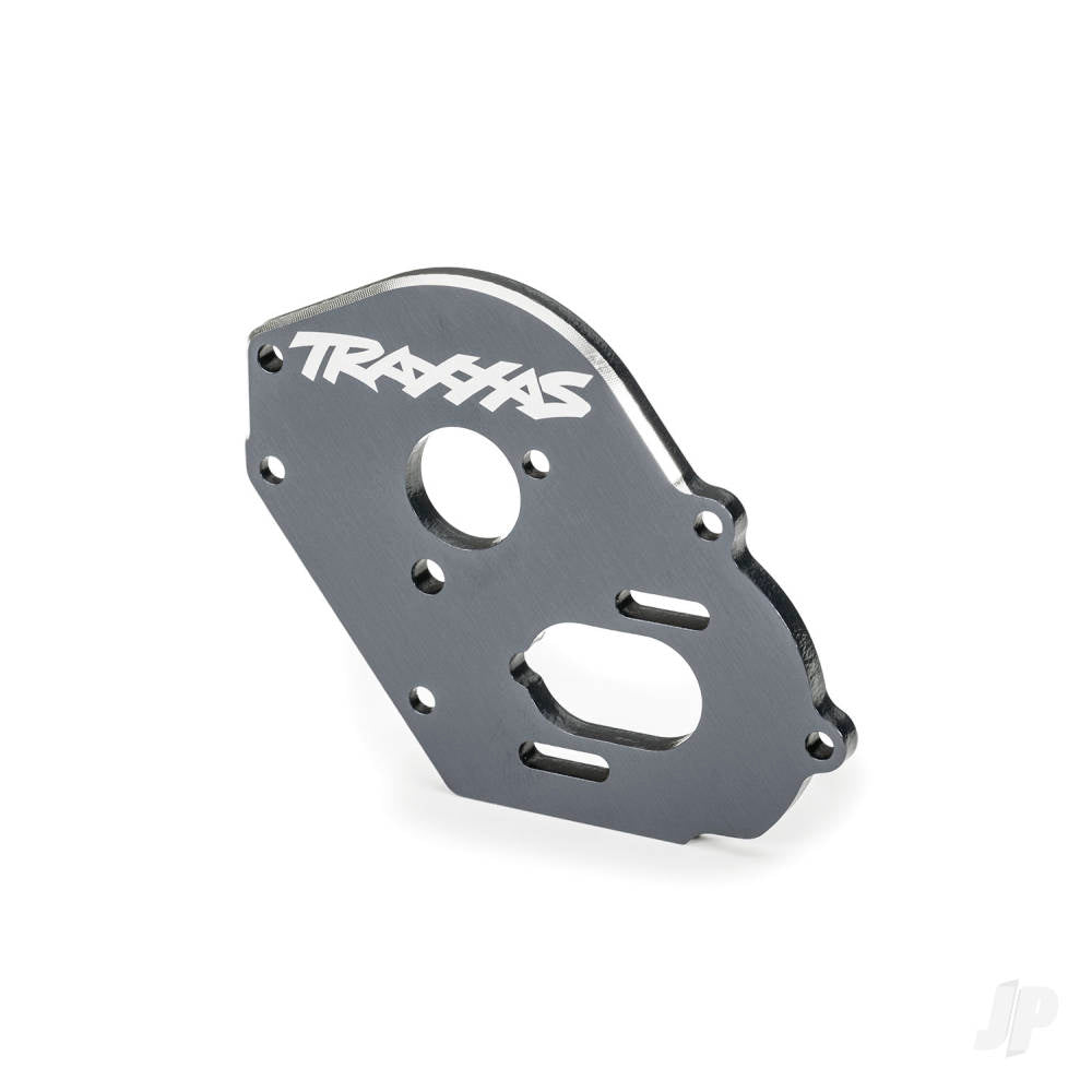 Traxxas Plate, motor, 6061-T6 aluminium (gray-anodised) (4mm thick)/ 3x10mm CS with split and flat washer (2) 9490T