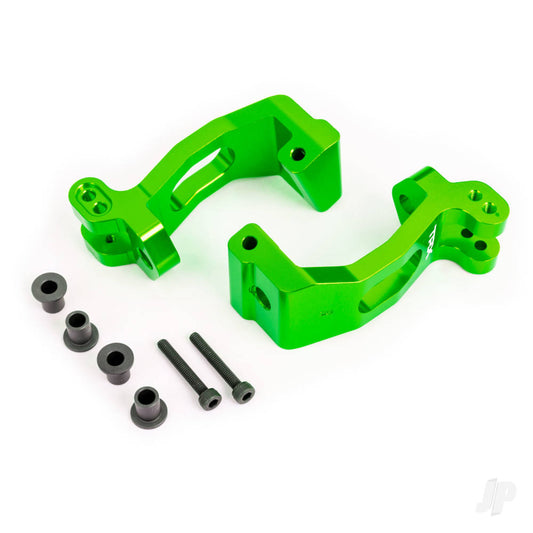 Traxxas Caster blocks (c-hubs), 6061-T6 aluminium (green-anodised), left & right/ kingpin bushings (4) 9532G