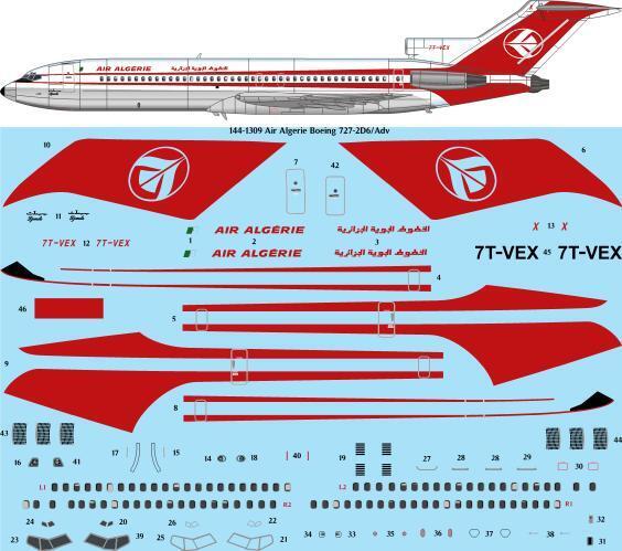26 Decals TS144-1309 1:144 Air Algerie Boeing 727-2D6/Adv laser decal