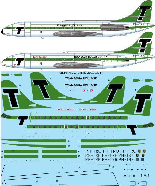 26 Decals TS144-1321 1:144 Transavia Holland Caravelle III laser decal