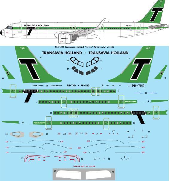 26 Decals TS144-1324 Transavia Holland Retro Airbus A321 Neo 1:144