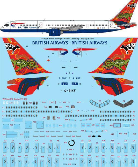 26 Decals TS144-1331 BA Wunala Dreaming Boeing 757-236 Decals 1:144