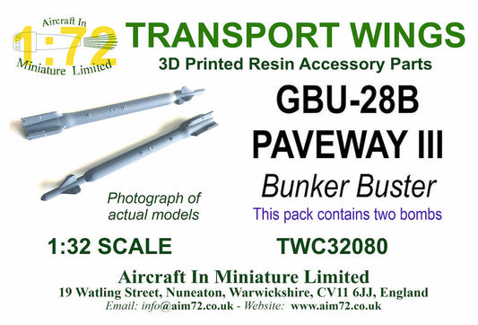 AIM - Transport Wings TWC32080 1:32 GBU-28B Paveway III Bunker Buster