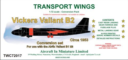 AIM - Transport Wings TWC72017 1:72 Vickers Valiant B.2 conversion set