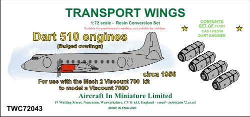 AIM - Transport Wings TWC72043 1:72 Dart 510 engine