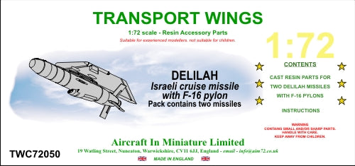 Transport Wings TWC72050 Delilah Cruise Missiles & F-16 Pylons 1:72
