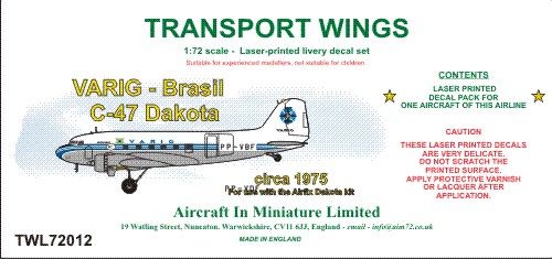 AIM - Transport Wings TWL72012 1:72 VARIG