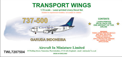 AIM - Transport Wings TWL7207504 1:72 Boeing 737-500 decal set