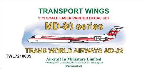 Transport Wings TWL7210005 MD-80 Trans World Airways Decals 1:72